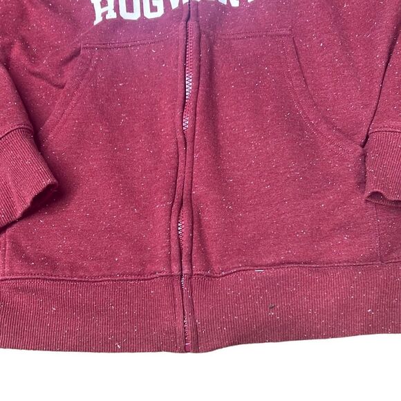 Harry Potter Men's Maroon speckled w white Hooded Property Of Hogwarts Sweater S - Picture 3 of 7
